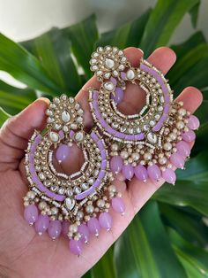 Lightweight  earrings.  Earrings length- 3.5 inches Punjabi Jhumka, Punjabi Jewellery, Earrings Chandbali, Indian Jewelry Earrings, Fancy Jewellery Designs, Chandbali Earrings, Earrings Indian, Bangles Jewelry Designs, Indian Earrings