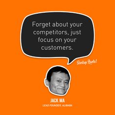 an orange background with a quote from jack ma on the subject of this image, if there are nine rabits on the ground and you want to catch one just focus on one