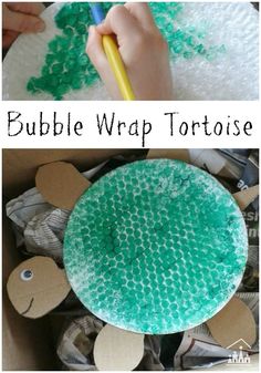 this bubble wrap tortoise is an easy and fun activity for toddlers to make