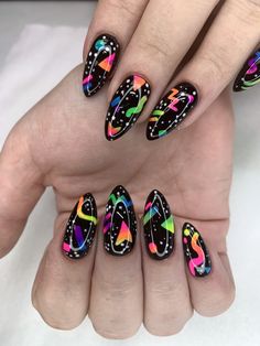 80s Nail Art, Nail Art Gel Nails, Gel Nails Art, Art Gel Nails, Birthday Nail Art, August Nails, Retro Nails