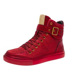 Jump Newyork Sullivan Red Stretch Bark High Top Sneaker Red Leather High-top Sneakers With Round Toe, Red Leather High-top Sneakers, Luxury Red High-top Sneakers, University Red Leather High-top Sneakers With Round Toe, Designer Red High-top Sneakers With Round Toe, Designer Red High-top Sneakers With Red Sole, Luxury Red Sneakers With Round Toe, Red Designer High-top Sneakers For Streetwear, Designer Red Lace-up High-top Sneakers