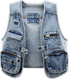 Denim Blue Vest With Pockets, Fitted Denim Vest With Pockets For Streetwear, Blue Denim Vest With Pockets In Recycled Material, Blue Recycled Denim Vest With Pockets, Washed Blue Button-up Denim Vest With Pockets, Cargo Jacket, Classic Blue, Denim Women, Coats Jackets