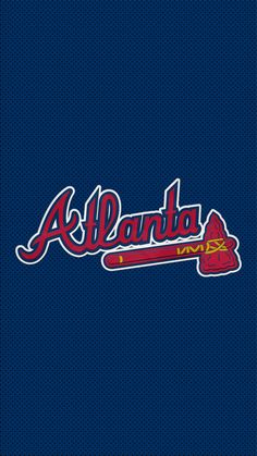 the atlanta braves logo on a blue jersey fabric greeting card by panoramic images