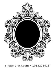 an ornate black and white frame on a white background