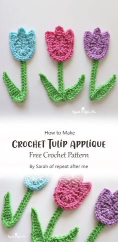 crochet tulip applique free pattern