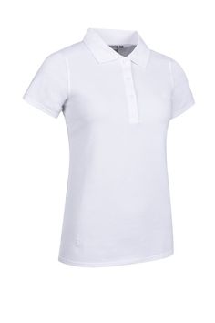 a women's white polo shirt on a white background