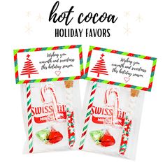 two bags of hot cocoa holiday favors