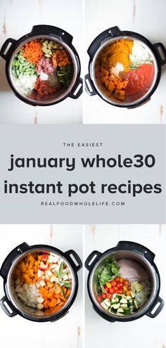 four photos showing the steps to make an easy prep whole 30 instant pot recipe