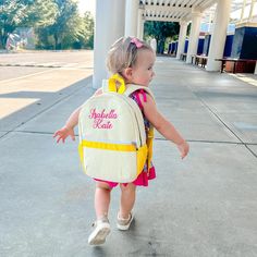 Our Personalized Baby Backpacks are adorable! These Monogrammed Seersucker Backpacks are small, lightweight, and perfect for toddlers. They also make great preschool backpacks, with side pockets for drinks and an exterior zipper pocket. Each of our personalized backpacks can be customized to create a truly one-of-a-kind personalized baby gift. We professionally monogram each backpack in our shop in East Tennessee, with over 60,000 monograms of experience. Our monogrammed backpacks will make the sweetest personalized baby gifts! At Pink Ever After, we have a passion for monograms, personalized gifts, jewelry, & missions.  We know you'll find the perfect personalized gift here! DETAILS {Please note, this is our smallest backpack. You can find the larger backpack here: https://etsy.me/2w43ZFZ Preppy White Standard Backpack, White Preppy Backpack For Students, Playful White Backpack For School, Preppy White School Backpack, Cute White Backpack For Playtime, White Preppy School Backpack, White Preppy Backpack, Preppy Personalized Standard Backpack, Preppy Personalized Backpack For Back To School