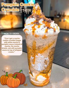 Starbucks Pumpkin Cookie Crumble Frappuccino: The Ultimate Fall Drink Pumpkin Cookie Crumble, Pumpkin Frappe Starbucks, Pumpkin Cookie Crumble Frappe, Fall Starbucks Orders To Try, Preppy Starbucks Orders, Fall Starbucks Frappuccino Orders, Pumpkin Cookie Crumble Starbucks, Secret Starbucks Recipes Fall, Starbucks Recipes Pumpkin