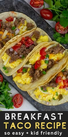 These Easy Breakfast Tacos are the best way to start the day! This simple breakfast recipe is packed full of protein and can be made ahead of time for a quick morning. Toasted Breakfast Taco, Easy Breakfast Tacos Recipe, Breakfast Ideas That Can Be Made Ahead, Breakfast Tacos Sausage, Mini Breakfast Tacos, Low Carb Breakfast Tacos, Breakfast Tacos Make Ahead, Breakfast Street Tacos, Breakfast Tacos Easy