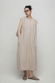 Fibflx Women's  Oversized Padded Shoulder Acetate Sleeveless Shirt Dress Sleeveless Beige Maxi Dress With Side Slits, Sleeveless Viscose Maxi Dress For Daywear, Chic Sleeveless Dress For Daywear, Stretch Sleeveless Viscose Dress, Sleeveless Stretch Viscose Dress, Sleeveless Viscose Stretch Dress, Chic Sleeveless Viscose Maxi Dress, Sleeveless Viscose Maxi Dress For Work, Sleeveless Stretch Viscose Midi Dress