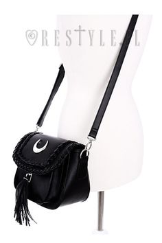 Size: Width 20 cm Height 20 cm Depth 10 cm Shoulder 120 cm Gothic Halloween Shoulder Bag With Adjustable Strap, Gothic Shoulder Bag For Alternative Fashion, Gothic Shoulder Bag For Everyday Use, Gothic Black Shoulder Bag For Festivals, Saddle Bags, Mini Bag, Bucket Bag, 20 Cm, Moon