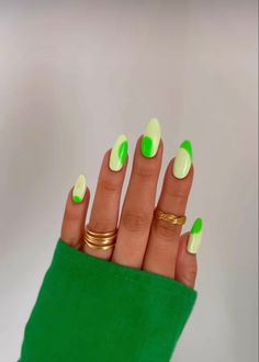 Nails Neon Green, Neon Summer Nails, Summer Nails Bright, Neon Nail Designs, Neon Green Nails, Neon Summer, Nails Neon, Nails Bright, Yellow Nail