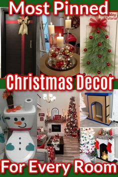 christmas decorations are featured in this collage with the words most pinned christmas decor for every room