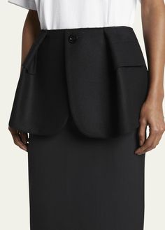 SACAI Blazer Peplum Detail Midi Skirt - Bergdorf Goodman Chic Tailored Pencil Skirt Suit, Fitted Skirt Suit For Workwear, Structured Fitted Skirt For Workwear, Chic Workwear Skirt Suit With Pockets, Fitted Structured Skirt For Workwear, Fitted Pleated Skirt Suit For Work, Fitted Skirt Suit With Pleated Skirt For Workwear, Elegant Workwear Skirt Suit With Pockets, Elegant Skirt Suit With Pockets For Work