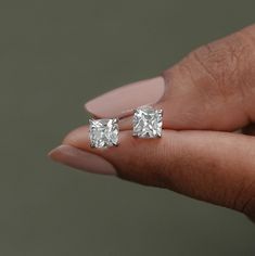 14K Solid Gold Lab Grown Diamond Stud Earrings / 0.50 - 5.00 TCW Old Mine Square Cushion Cut Diamond Earrings / Wedding Bridal Earrings / OMC Lab Grown Diamond Earrings For Wife / Screw Back Style Solitaire Stud Earrings / Handmade Fine Jewelry ✥ SKU No.: IBE0109 ✥ 𝐌𝐚𝐢𝐧 𝐒𝐭𝐨𝐧𝐞 𝐃𝐞𝐭𝐚𝐢𝐥𝐬: ➻ Shape: Square Old Mine Cushion Cut ➻ Weight:  0.50 TCW 1.00 TCW 1.50 TCW 2.00 TCW 2.50 TCW 3.00 TCW 3.50 TCW 4.00 TCW 4.50 TCW 5.00 TCW ➻ Color-Clarity: EF-VS ➻ Type: Lab Grown Diamond (CVD/HPHT) Cushion Cut Diamond Earrings, Diamond Earrings Wedding, Bridal Wedding Earrings, Cushion Cut Diamond, Man Made Diamonds, Matching Jewelry, Cushion Cut Diamonds, Wedding Jewelry Earrings, Diamond Stud Earrings