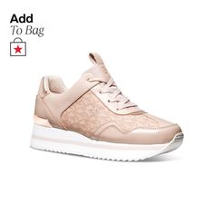 in stock Pink Michael Kors Lace-up Sneakers, Michael Kors Pink Lace-up Sneakers, Michael Kors Lace-up Sneakers For Spring, Michael Kors Low-top Sneakers With Branded Heel, Michael Kors Sporty Sneakers For Spring, Michael Kors Pink Synthetic Sneakers, Michael Kors Pink Round Toe Sneakers, Michael Kors Pink Low-top Sneakers, Michael Kors Pink Sneakers With Round Toe