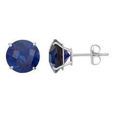 Beautify any ensemble with these scintillating 10k white gold lab-created sapphire earrings.EARRING DETAILS Diameter: 8 mm Backings: post Metal: 10k white gold STONE DETAILS Stone type: lab-created sapphire Cut: round Setting: prong  Size: One Size. Color: Blue. Gender: unisex. Age Group: adult. White Gold Stud Earrings, Earrings Sapphire, Blue Stud Earrings, White Gold Studs, White Gold Earrings Studs, Art Jewelry Design, Post Metal, Gold Stud Earrings, White Gold Earrings