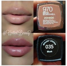 Maybelline Lipstick - #970 in Beige Bombshell Revlon Lipstick - #035 in Blush Revlon Blush, Hd Make Up, Revlon Lip, Nude Lipstick, Makati, Love Makeup, All Things Beauty, Lipstick Colors