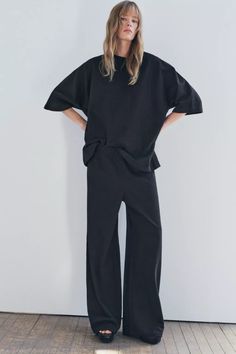 STRAIGHT FIT COTTON PANTS - Black | ZARA United States Zara Cotton Pants, Cargo Shirts, Shirt Blouses Tops, Cardigan Sweater Dress, Straight Leg Trousers, Sweaters Knitwear, Blazer Dress, Cotton Pants, Trouser Jeans