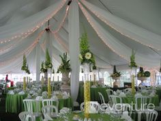 tent versierd met gedrapeerde doeken en verlichting. #drapings #wedding ideas #trouwideeën #feestdecoratie #lampionnen #paper lanterns Tent Draping Wedding, Tent Draping, Vintage Wedding Ceremony, Draping Ideas, Fairytale Theme, Draping Wedding, Garden Party Theme, Garden Reception