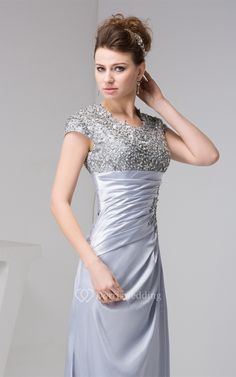 Caped-Sleeve Sheath Ruched Appliques and Dress With Jewels - Dorris Wedding Fitted Sheath Evening Dress With Ruched Detail, Fitted Ruched Sheath Evening Dress, Short Sleeve Ruched Evening Dresses, Ruched Short Sleeve Evening Dresses, Sheath Dresses With Ruched Detail For Wedding, Ruched Sheath Dresses For Wedding, Ruched Sheath Wedding Dresses, Wedding Sheath Dresses With Ruched Details, Sheath Wedding Dresses With Ruched Details