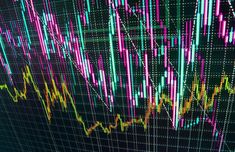 an abstract background with many colorful lines and numbers on it's side, as well as the forex chart