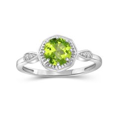 The average Peridot birthstone ring often turns out not to be genuine, with a faux stone that looks dull and flat. The JewelExcess Peridot Ring features a real 0.75carat gemstone, cut into a gorgeous Round. With a hypoallergenic, luminous 0.925 Sterling Silver setting, this stunning stone ring’s vibrant, Green shade compliments all skin tones. While other gemstone rings are cheaply made and bend & break easily, our Green stone ring is quality-crafted to last. Though dainty and elegant in design, Peridot Jewelry Rings, Peridot Birthstone Ring, Sterling Silver Birthstone Ring, Gemstone Solitaire Ring, Be Genuine, Peridot Birthstone, Green Stone Ring, Green Stone Rings, Peridot Jewelry