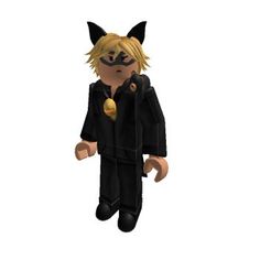 an animal man is standing with his hands in his pockets and eyes closed, while wearing a black cat costume