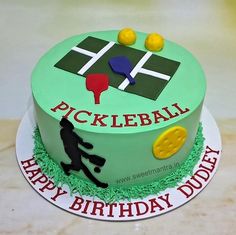 a birthday cake with the name pickleball on it