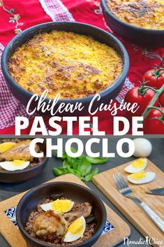 an image of mexican cuisine pastel de choclo with eggs and meats