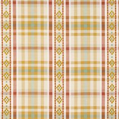 an orange and yellow plaid pattern on fabric