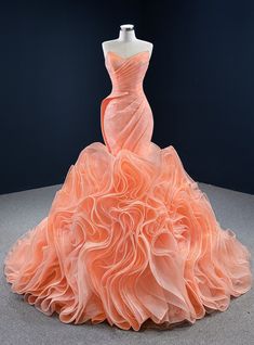 Outing Dress, Magical Fashion, Orange Mermaid, Couples Outfit, Chiffon Fashion, Beautiful Prom Dresses, Pageant Gowns