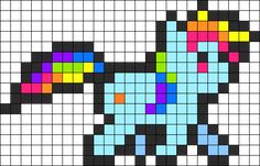 an image of a cross stitch pattern that looks like a pony with colorful squares on it