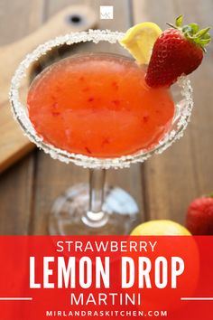 This is such a lovely, refreshing summer cocktail! The classic lemon drop martini gets a makeover with some fresh strawberries muddled in! The flavor is so bright and summery! These strawberry lemon drops are perfect for BBQs and summer picnics or quiet evenings on the back patio. #cocktail #summer #drink #strawberry #martini #lemon Strawberry Lemon Drop Martini, Strawberry Lemon Drop, Summer Party Drink, Strawberry Martini, Lemon Drop Martini, Refreshing Summer Cocktails, Yummy Alcoholic Drinks, Strawberry Lemon, Mixed Drinks Recipes