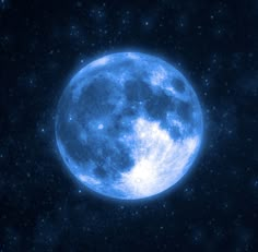 the blue moon is shining brightly in the night sky