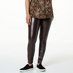 HUE Faux Leather Legging From vintage tees to chunky sweaters and stilettos to boots, you can pair almost anything with these faux leather leggings for a fresh, edgy update. Brown Leather Leggings For Fall, Stretch Faux Leather Leggings For Winter, Winter Faux Leather Stretch Leggings, Winter Stretch Faux Leather Leggings, Brown Faux Leather Leggings For Fall, Fall Brown Faux Leather Leggings, Fall Faux Leather Brown Leggings, Brown Faux Leather Leggings For Night Out, Stretch Faux Leather Leggings