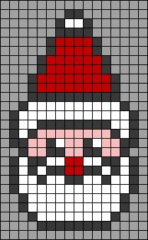 a cross stitch pattern with a santa claus face in grey, red and white colors