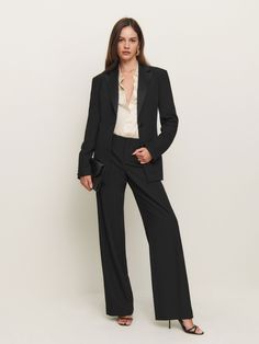 Who, me. Shop the Vida Low Rise Pant from Reformation, a low rise pant with a relaxed leg. Relaxed Blazer, Low Rise Pants, The James, A Button, New Tops, Skirt Pants, New Shoes, Bottoms Pants, Fabric Care