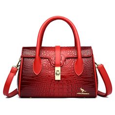 Color: Red Ladies Designer Handbags, Female Shoulder, Handbags Tote, Ladies Handbags, Tote Bag Pattern, Luxury Women, Tote Bag Design, Leather Material, Tote Handbags