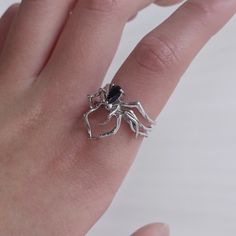 Gothic Spider Ring, Animal Ring, Irregular Ring, Gothic Ring, Zircon Ring This is a unique ring that can show your attitude. [SHIPPING] Please wait patiently for the goods to arrive❤️ Item will be shipped in 2 to 4 business days. The standard shipping in the USA usually arrives within 1 to 6 business days. [RETURNS & EXCHANGES] We do not accept returns or exchanges, sorry💧If you encounter any problems, please contact us. [TAKING CARE OF YOUR JEWELRY] Keep it away from water while wearing it. (Exercising, Showering, Bathing, Swimming) Keep it in a zip. THANK YOU for supporting small businesses. [Instagram] lin.g_jewelry Gothic Jewelry Diy, Gothic Spider, Spider Ring, Gothic Ring, Animal Ring, Gothic Rings, Dope Jewelry, Animal Rings, Jewelry Lookbook