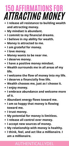 money affirmations Positive Money Affirmations, Affirmations For Wealth, Tell Me Something Good, Attracting Money, Money Prayer, Money Abundance, Wealth And Abundance, Self Improvement Quotes, Hobbies That Make Money