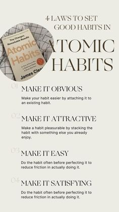 Atomic Habits James Clear 4 laws to set good habits Best Books For Men, Build Habits, Build Good Habits, Tiny Habit, Atomic Habits, Job Advice, Student Life Hacks