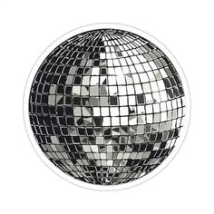 a black and white photo of a disco ball with squares on it's surface