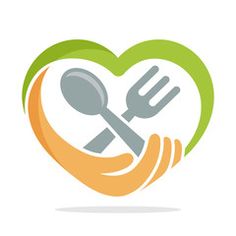 a heart shaped logo with spoons and fork in it