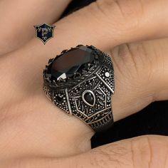 "Handmade Gemstone Ring, Gift for Boyfriend, Black Onyx Gemstone Ring, 925 Sterling Silver Ring, Trendy Ring Gifts, Men Engraved Ring ✦ Details ✦ * Material: 925 Sterling Silver * Gemstone: Onyx * Weight: 17.00  grams * The size of the stone:13x18 mm. * Sides oxidized * Stamp: 925 * Available sizes; 5 US to 16 US. Contact me if you need any other size! ✦ Shipping ✦ * Processing time: 1-3 business days. * This item ships from my Turkish workshop in Istanbul. * Add your phone number in address box for a smoother delivery. That makes courier personnel's job easier.  ✦ Packaging ✦ * Comes with a luxury gift box and a jewellery cleaning cloth and courtesy gift. ✦ Returns, Exchanges ✦ * Return option available for 30 days after the delivery. * The product has to be in the same shape, type, and m Luxury Men's Onyx Ring As A Gift, Luxury Onyx Men's Ring As A Gift, Vintage Onyx Ring For Men, Luxury Silver Onyx Rings, Luxury Silver Onyx Men's Ring, Trendy Ring, Luxury Gift Box, Engraved Rings, Black Onyx