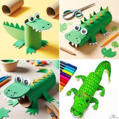 paper crafts for kids that include crocodiles and alligators