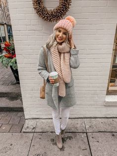 winter outfit, winter outfits, winter outfits casual, winter style, winter street style, winter style women, winter style 2018, fashion blogger, prada and pearls, winter fashion, winter coat, winter coat women, winter coat outfits, winter coat 2018, pink pom beanie, pink pom pom beanie, pink pom beanie outfit, pink scarf outfit, pink scarf winter, pink scarf outfit winter Scarf Outfit Winter, Pink Ideas, Winter Mode Outfits, Winter Coat Outfits, Beanie Outfit, شال كروشيه, Scarf Outfit, Winter Outfit Inspiration, Style Winter