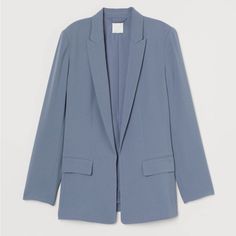 - Long Jacket In Soft Woven Fabric - Notched Lapels, Welt Front Pockets With Flap, Gently Tapered Waist, And Long Sleeves - No Fasteners - Lined - Pigeon Blue, Solid-Color - Polyester 100%, Lining: Polyester 100% - New With Tags On - Perfect For Business Looks / Professional - New Tags Have Been Removed - Please Let Me Know If You Have Any Questions Prior To Purchasing, Thank You! - Willing To Negotiate If Interested - Open To All Offers! Must Be Sold! Chic Tailored Outerwear By H&m, Chic Tailored H&m Outerwear, H&m Blue Winter Outerwear, H&m Long Sleeve Blazer For Spring, H&m Long Sleeve Winter Blazer, Tailored H&m Outerwear, H&m Tailored Outerwear, H&m Tailored Outerwear For Office, Fitted H&m Outerwear For Office